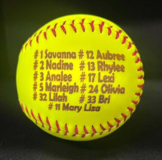 Custom Laser Engraved Softball – Team & Player Gift
